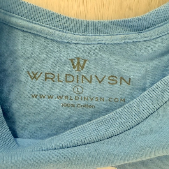 WRLDINVSN Blue tee Size Large - Picture 3 of 3